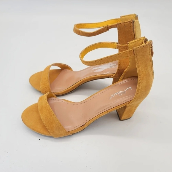 Lov Mark Womens NIXTY Open Toe Suede Occasion Ankle Strap Mustard Yellow Sz 9 - Picture 10 of 11
